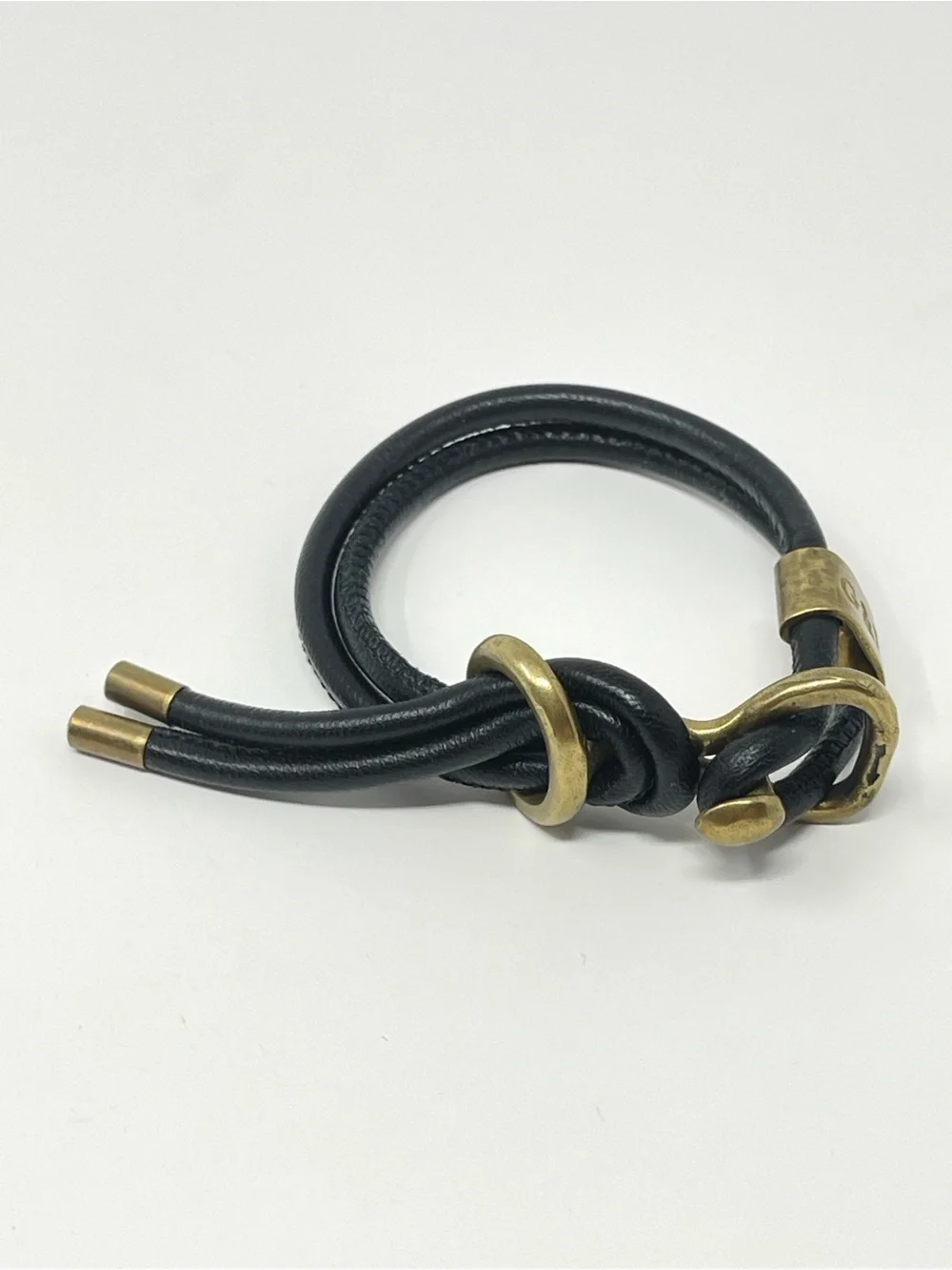 New Anthropologie x Giles Brothers Round Leather Wrap Bracelet Black